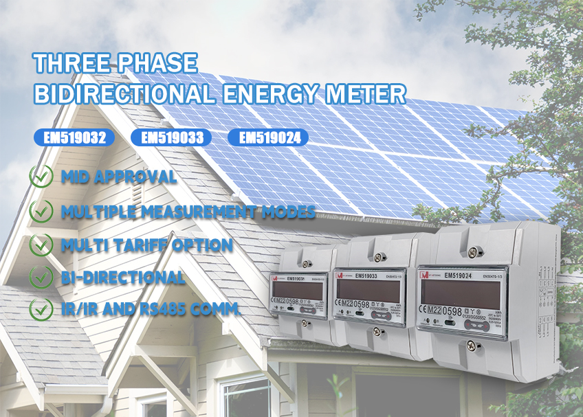 EM519032 33 24 3 Phase DIN Rail RS485 Modbus Bidirectional Energy For EV Charging PV Solar System