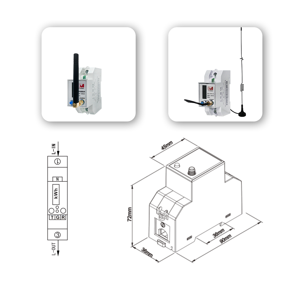 EM114039-01 Single Phase Remote Electricity Monitoring LoRa Energy Meter LoRaWAN Communication