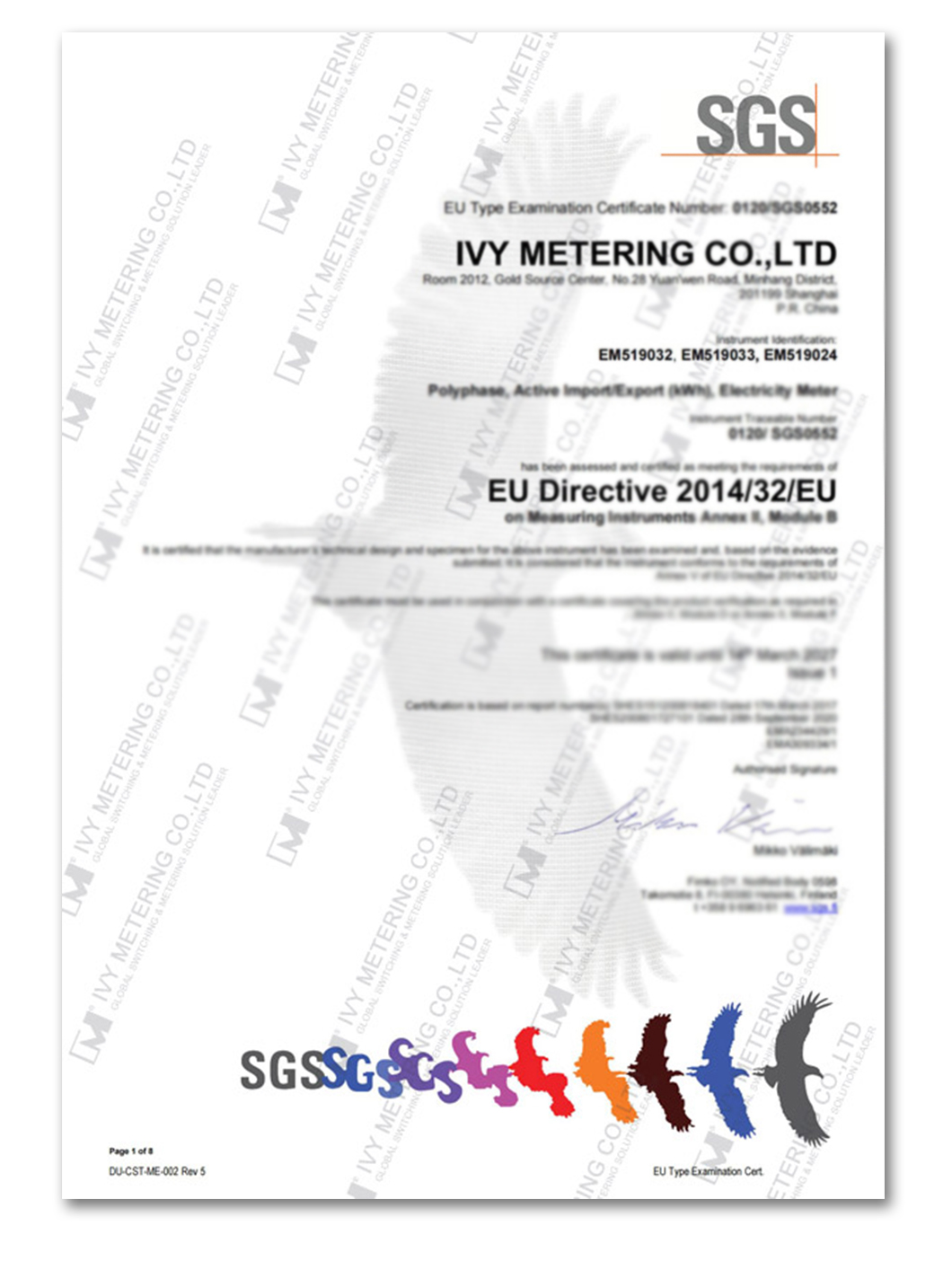 EM519032/33/24 Three Phase Net Metering MID Approval Bi Directional RS485 Modbus Energy Meter