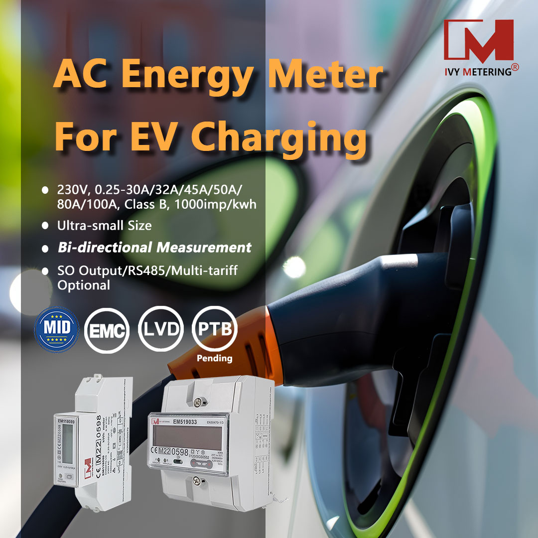 Eichrecht 1/3 Phase RS485 Modbus Bi-directional Energy Meter for EV Charging Metering Solutions