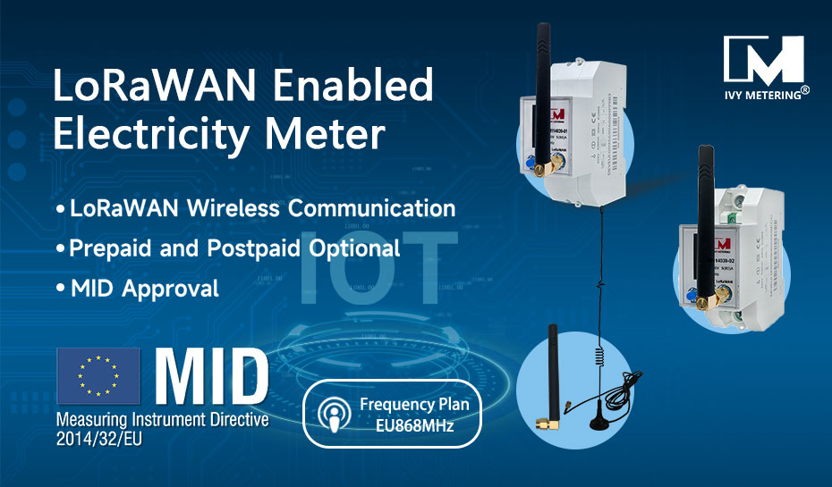 EM114039-01 MID Approval LoRa EU868 Wireless Remote Control LoRaWAN Smart Electricity Meters For Internet of Things system