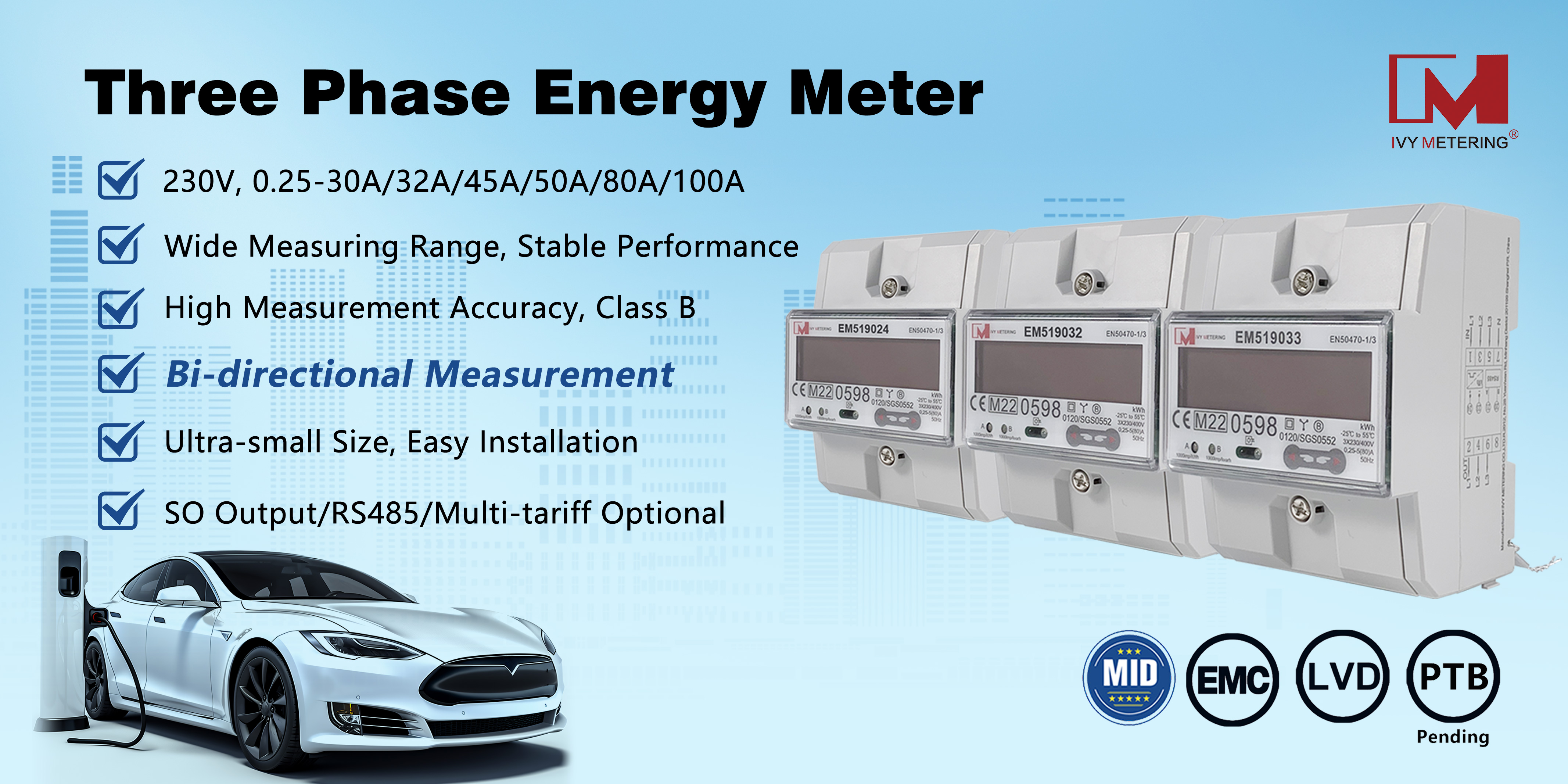 EM519033 3 Phase Energy Power Motoring Meters With Rs485 Bidirectional Electricity Meter