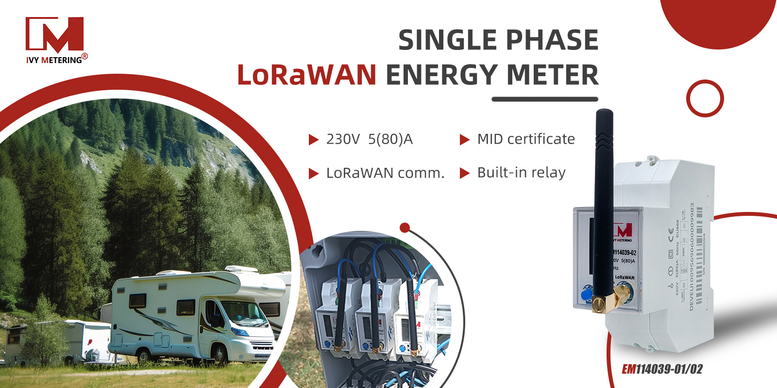 EM114039-02 Single Phase LoRaWAN Prepaid Smart Energy Meter for Rv campground