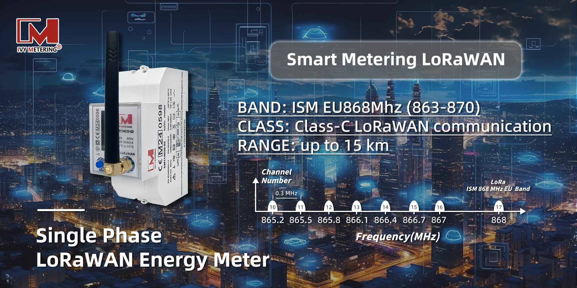 EM114039-01 Class C Star to Star Single phase power meter LoRaWAN energy meter smart LoRa electricity meter