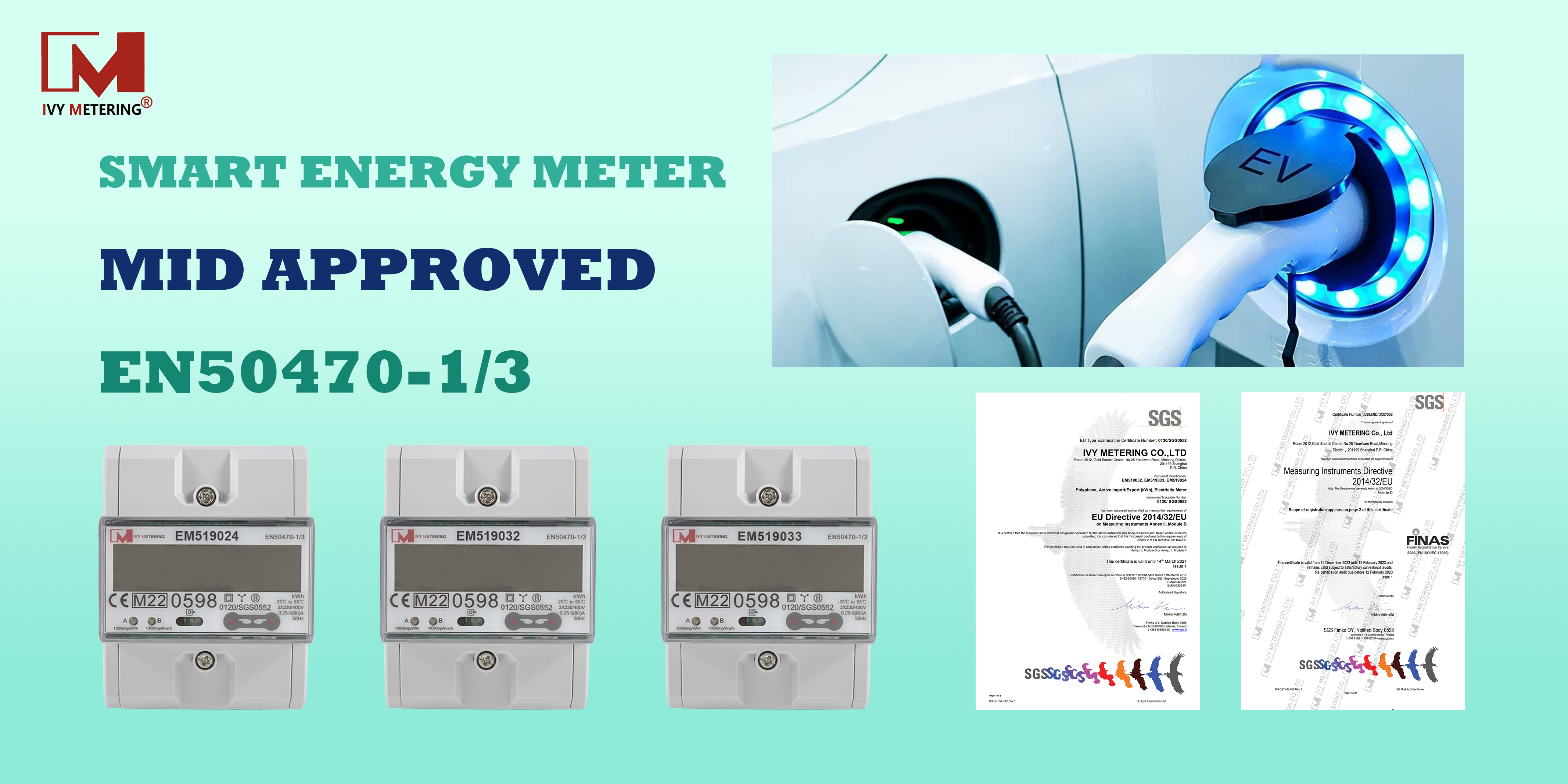 EM519032 EM519033 EM519024 3 Phase Dual Tariff RS485 Energy Meters EV Charger Kwh MID Energy Meter