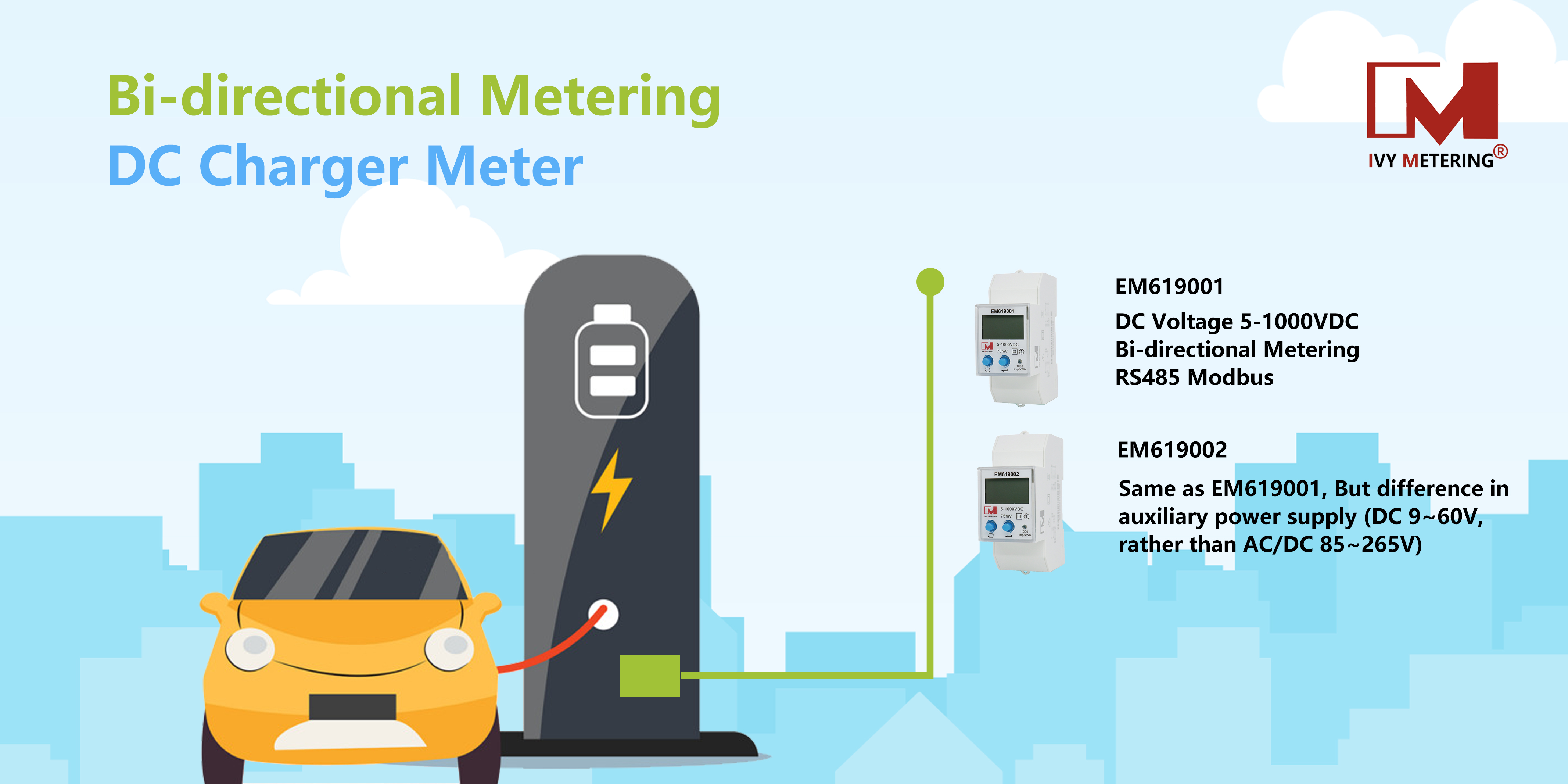 EM619001 EM619002 bidirectional Bi directional net metering monitor dc meter rs485 dc power analyzer meter