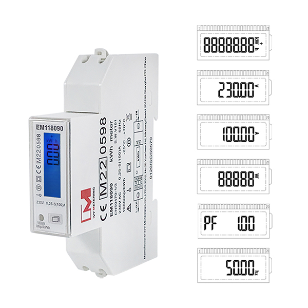 32A Single Phase LCD Display RS485 Bidirectional Energy Meter AC Charger Power Meter EM118089 90 91