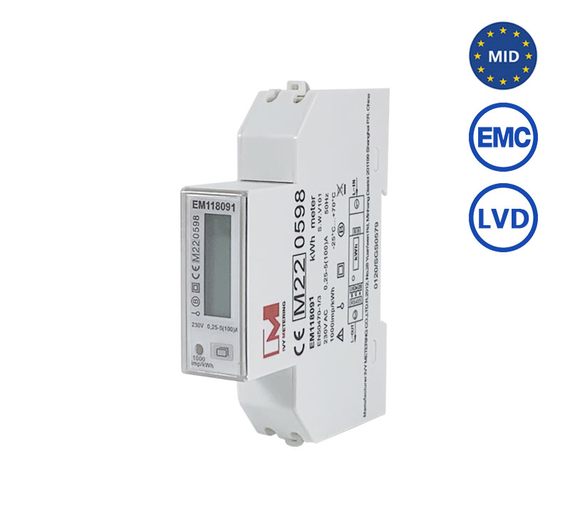 EM118091 Single Phase Bidirectional Solar Smart Meter RS485 Modbus Energy Meter MID Approved Electricity Meter