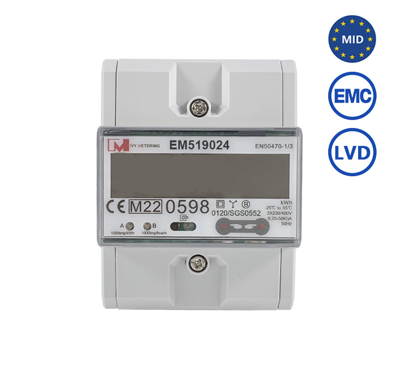 EM519024 MID 3 Phase RS485 Modbus Multi Tariff Energy Meter With For EV Charging System