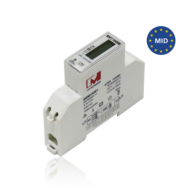 1 Phase 2 Wire MID Certificate RS485 Modbus Electrical Meter 32A Energy Meter EM118089/90/91