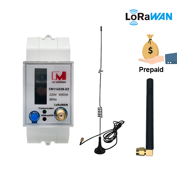 EM114039-02 Single Phase LoRa IoT Prepaid Smart Energy Meters with LoRaWAN Bi-directional communications