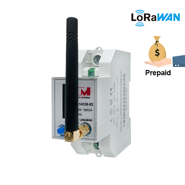 EM114039-02 LoRaWAN Energy Meter LCD Display Smart Energy Meter IoT Din Rail LoRaWAN Energy Meter Smart Single Phase EU868MHz