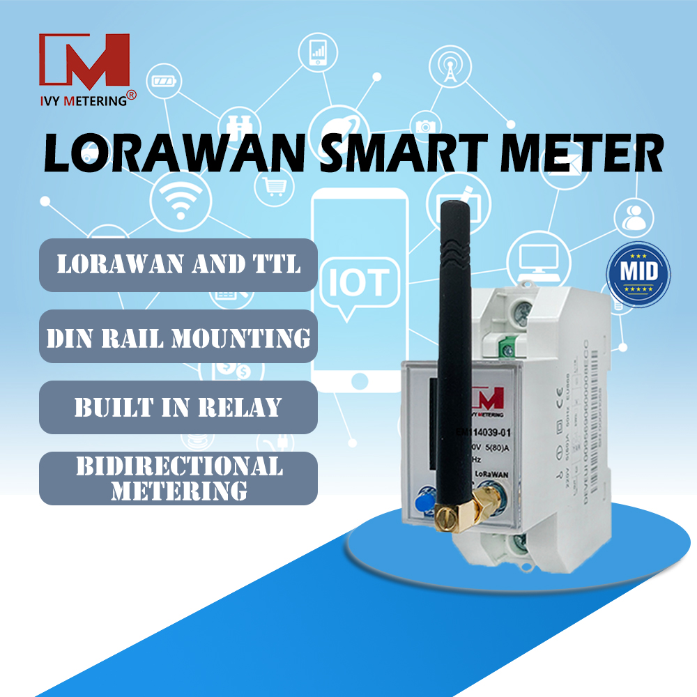 EM114039-01 MID single-phase electronic multi-function post-paid din rail meter with LoRaWAN