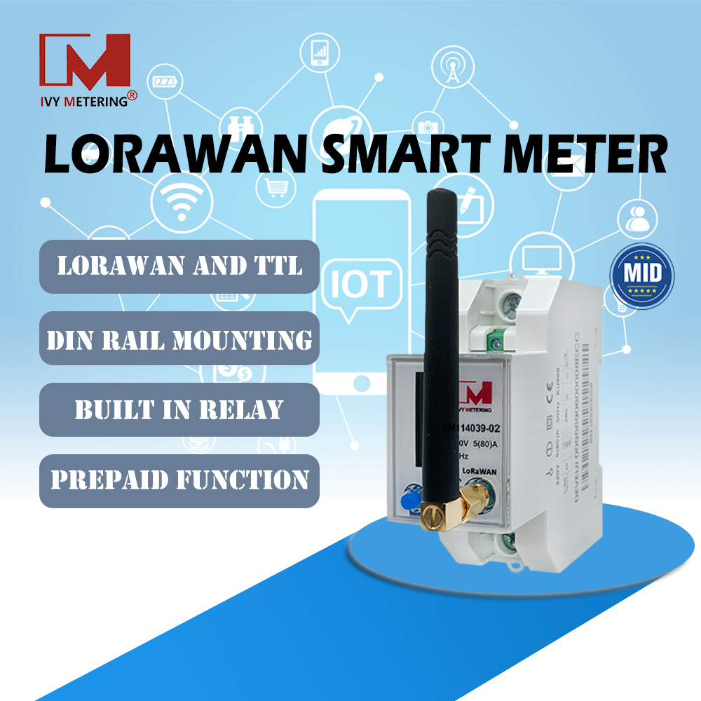 EM114039-02 MID Prepaid single-phase electronic multi-function din rail-mounted smart energy meter with Lorawan