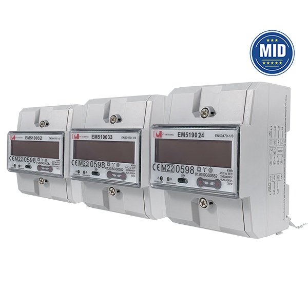 EM519032 EM519033 EM519024 3 Phase Dual Tariff RS485 Energy Meters EV Charger Kwh MID Energy Meter