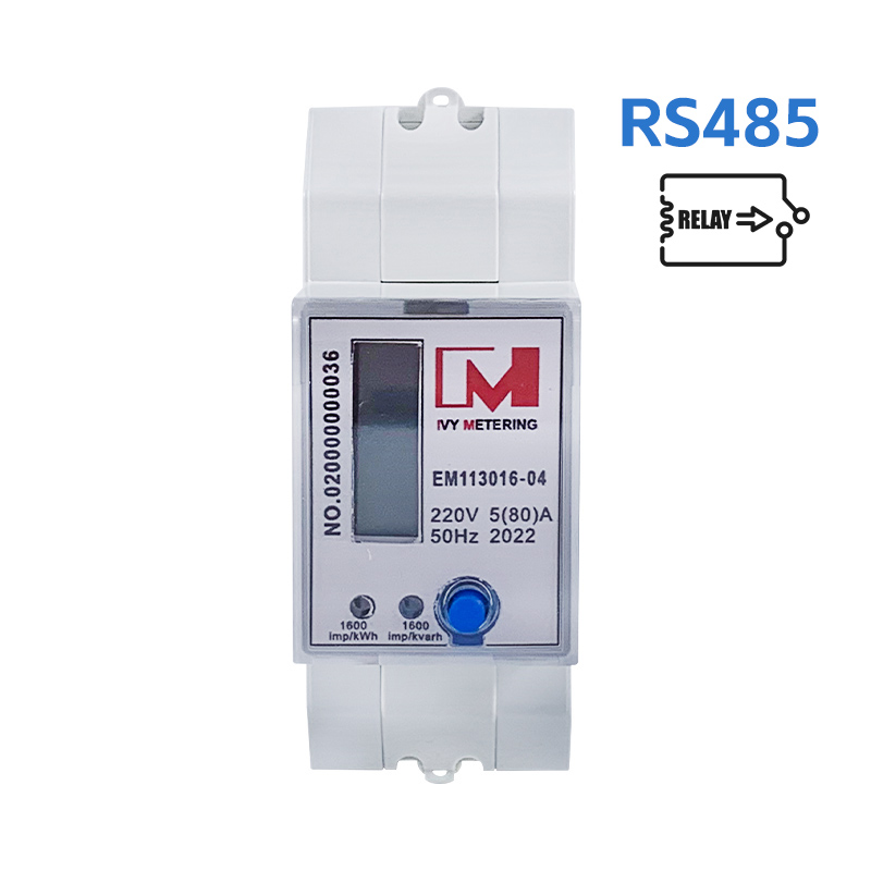 EM113016-04 1p RS485 Remote Control Postpaid Smart Energy Meter with Latching Relay