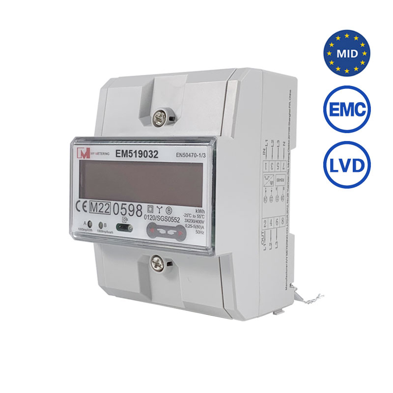 EM519032 LCD Display Bidirectional Solar Meter Smart Energy Three Phase MID Energy Meter With IR